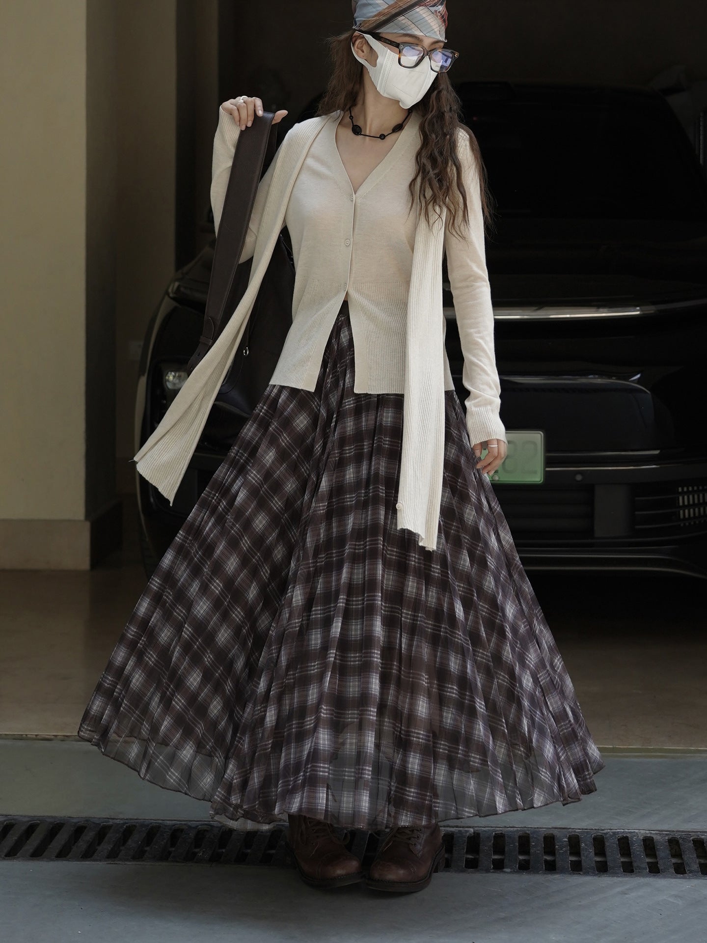 チェックスイングスカート