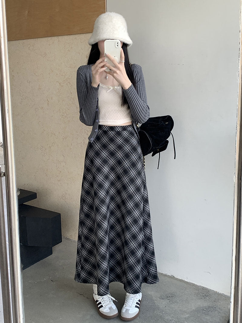 チェックロングスカート