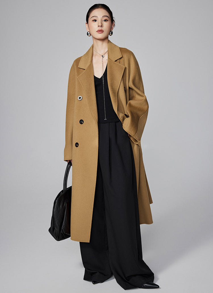 【エレガントタイプ】ロングダブルブレストウールコート 5色