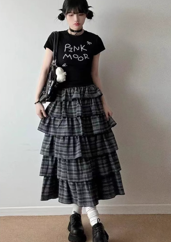 チェックロングスカート