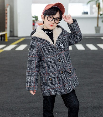 フード付き 冬用ウールコート