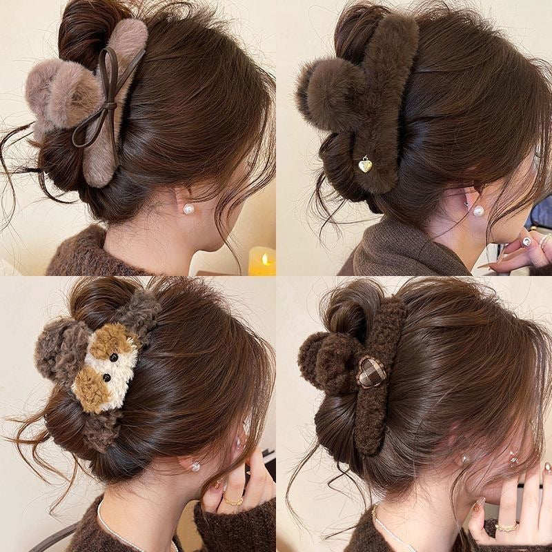 かわいさを一握り。ファーリボンバンスクリップ