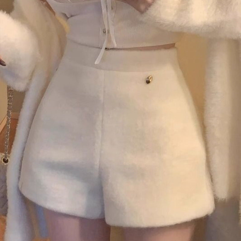 ハイウエストウールショートパンツ