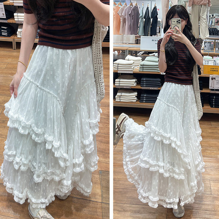 ドットレースフレアスカート