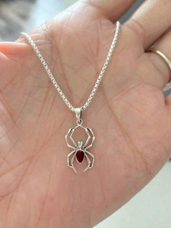 【Crimson & Onyx Spider】ドロップストーン・スパイダーペンダント