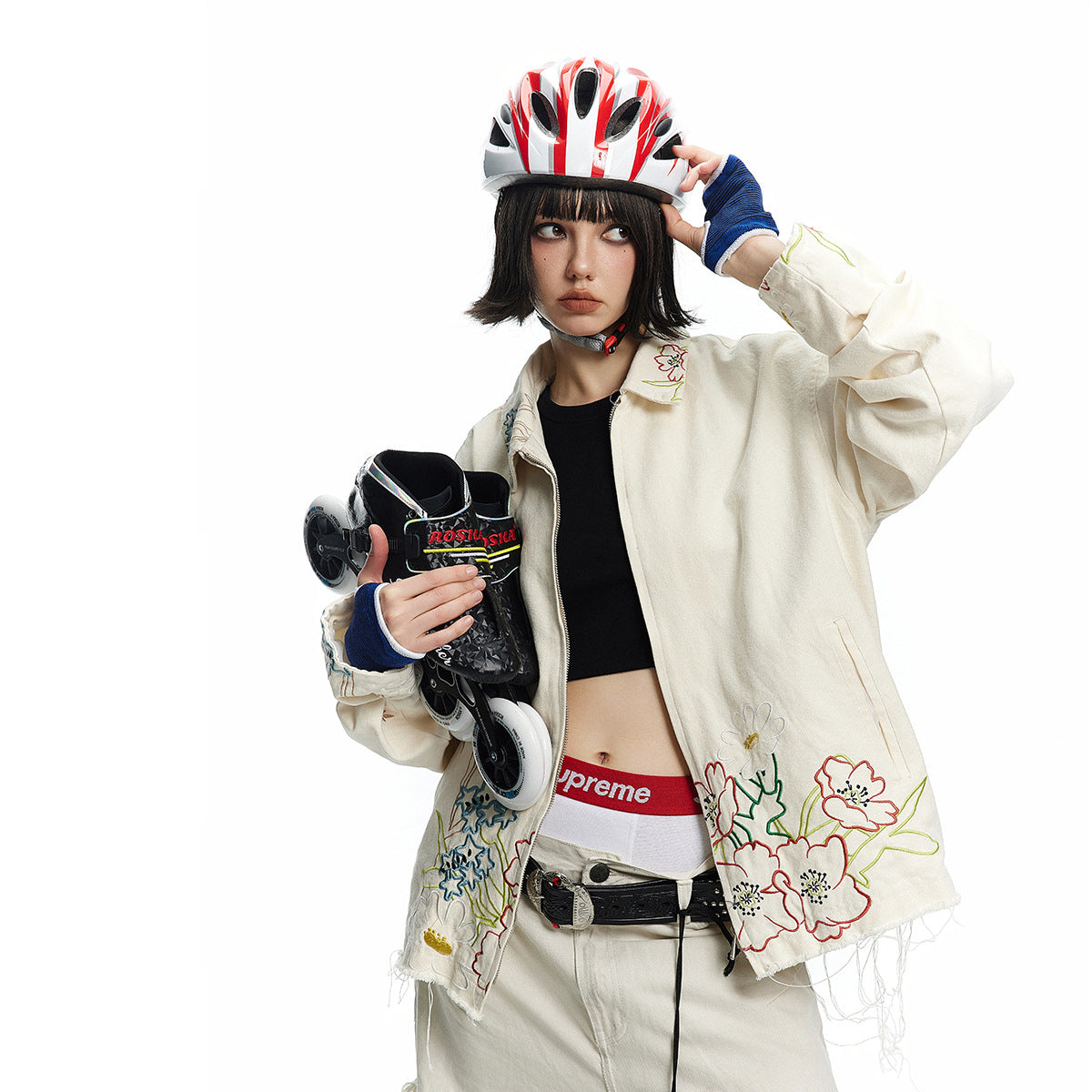 花柄刺繍のワークジャケット