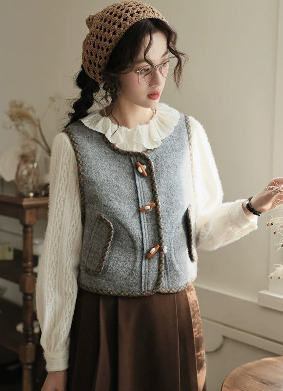 フレンチガーリー レースレイヤードブラウス