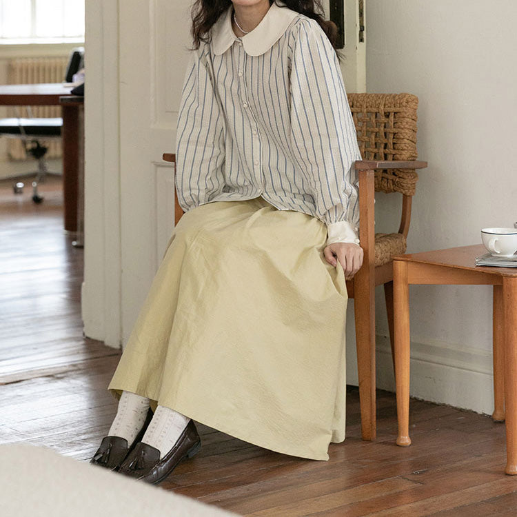 丸襟ストライプシャツ