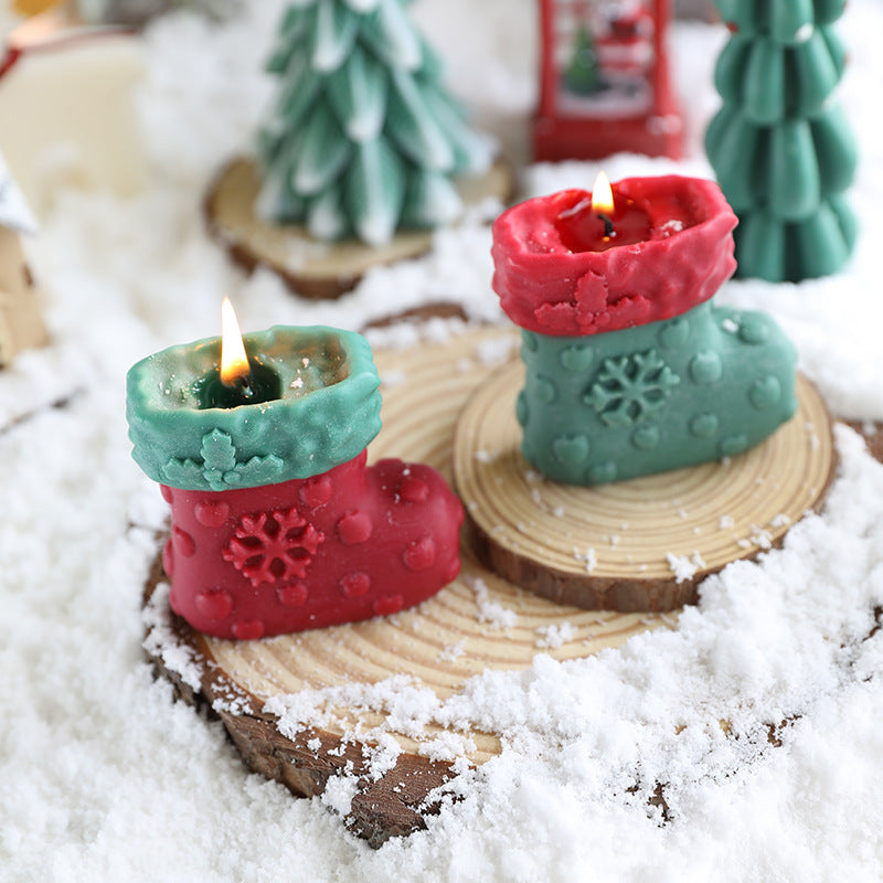 靴下のクリスマスキャンドル