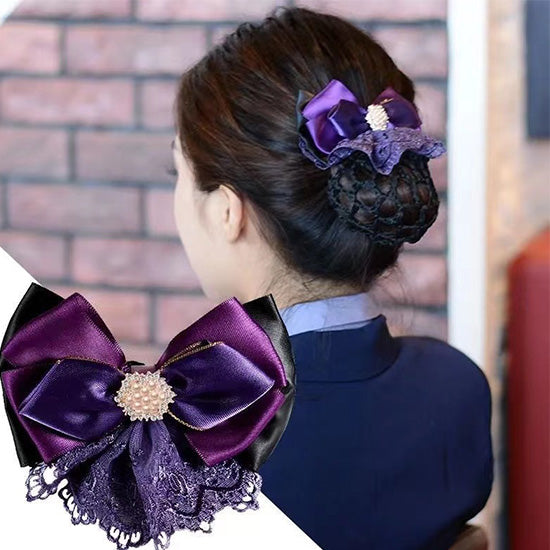 ヘアネット付きリボンバレッタ
