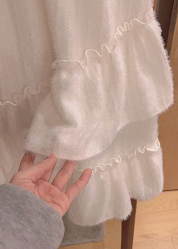 フリルパッチワーク裏起毛ティアードスカート