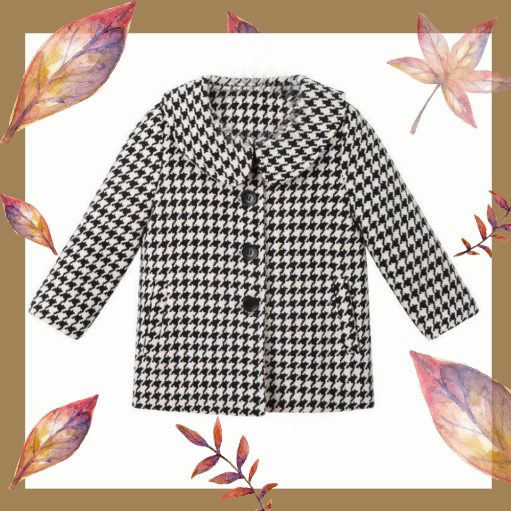 千鳥格子 女の子ミディアムレングスコート