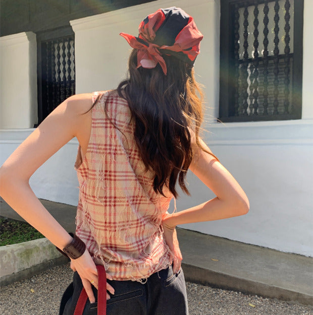 チェック柄ノースリーブ