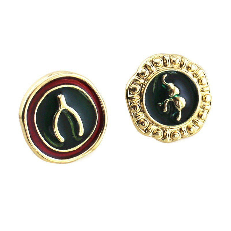 フレンチレトロ バロックアシンメトリー アニマルスタッド ピアス