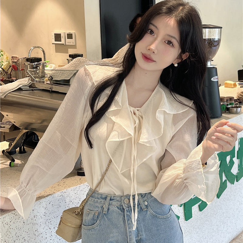 フリルシフォンシャツトップス