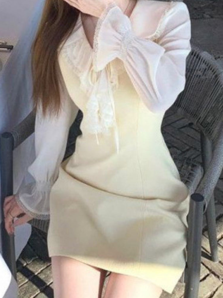 清楚な甘さに溶けて。リボン襟のプリンセス・クリームワンピ