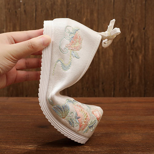 花刺繍リボンチャイナシューズ