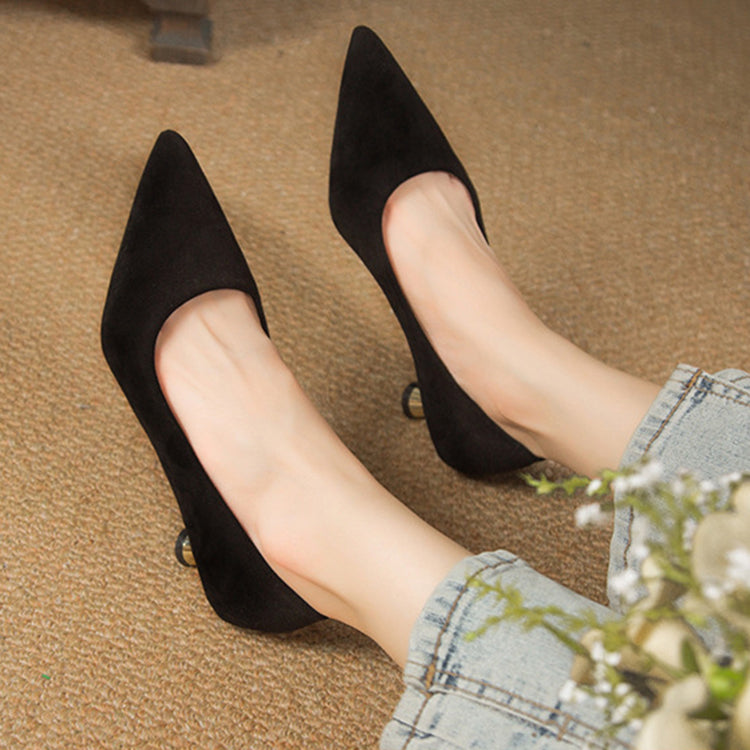 ヒョウ柄 スエード ローヒール パンプス