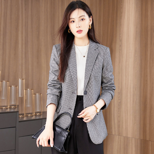 韓国風チェック柄ジャケット