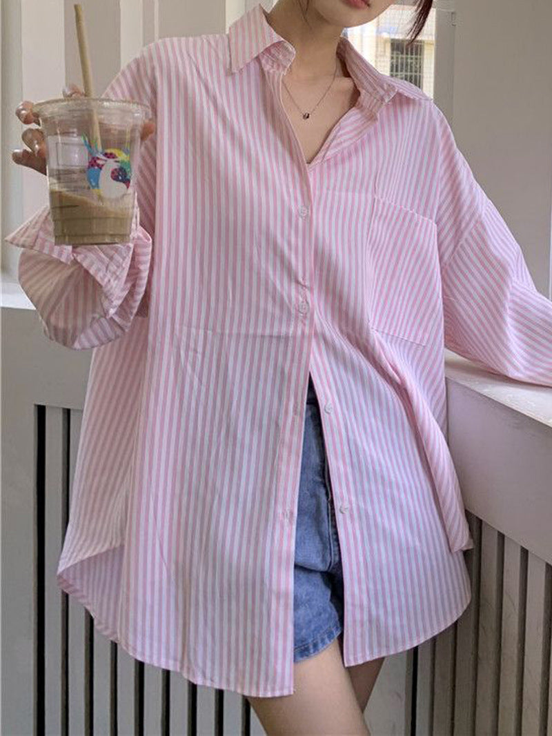 オーバーサイズストライプシャツ