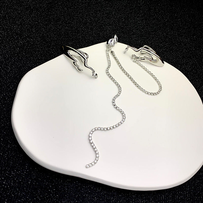 ジルコンタッセル・アシンメトリーイヤリング