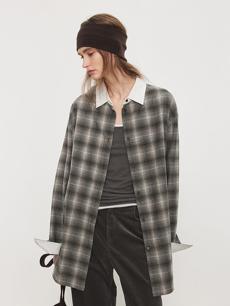 グラデーションチェックシャツ