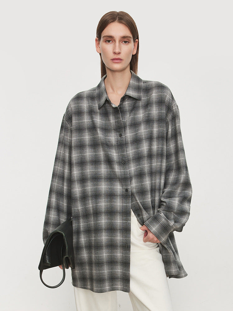 グラデーションチェックシャツ