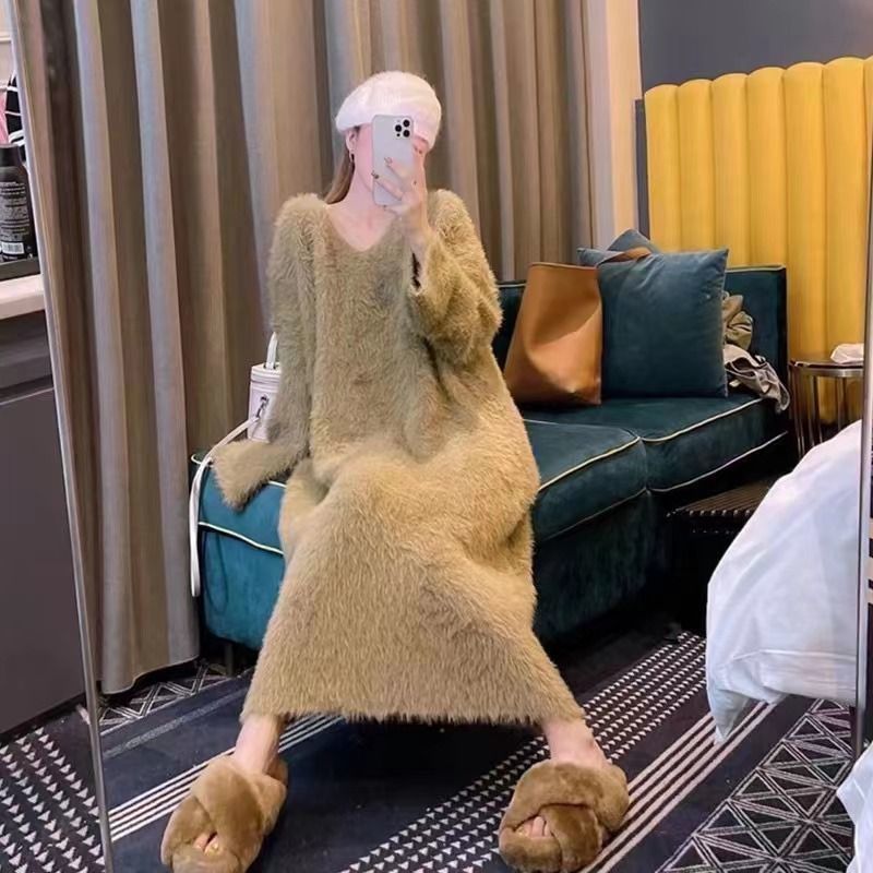 ふわふわミンクパイルロングワンピース