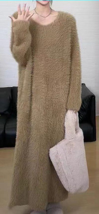 ふわふわミンクパイルロングワンピース