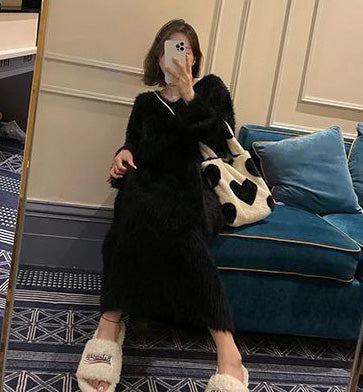 ふわふわミンクパイルロングワンピース