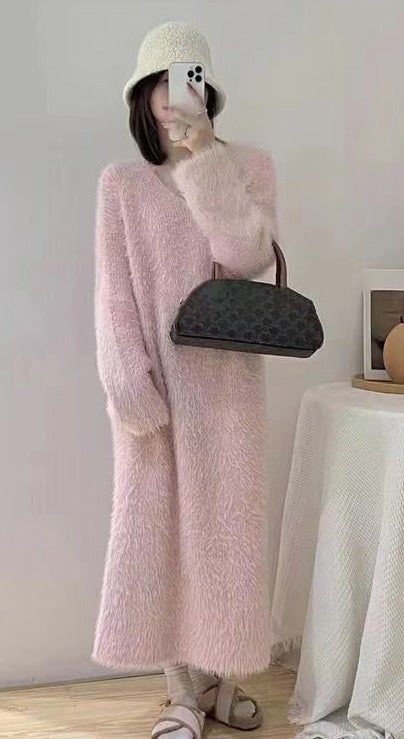 ふわふわミンクパイルロングワンピース