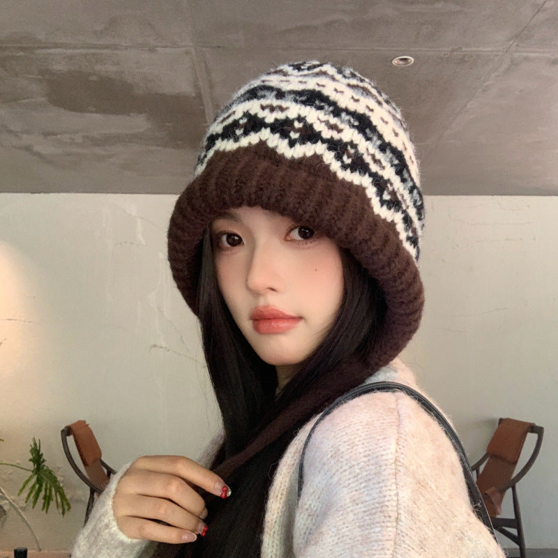 ノルディック柄編みのニット帽