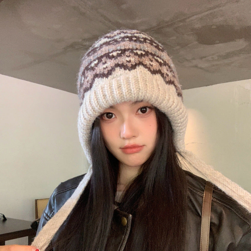 ノルディック柄編みのニット帽