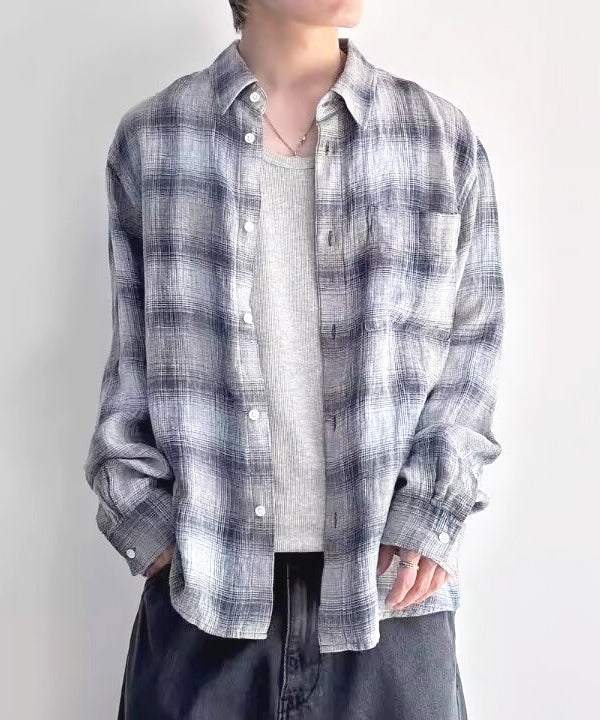 ルーズフィット オンブレチェックシャツ