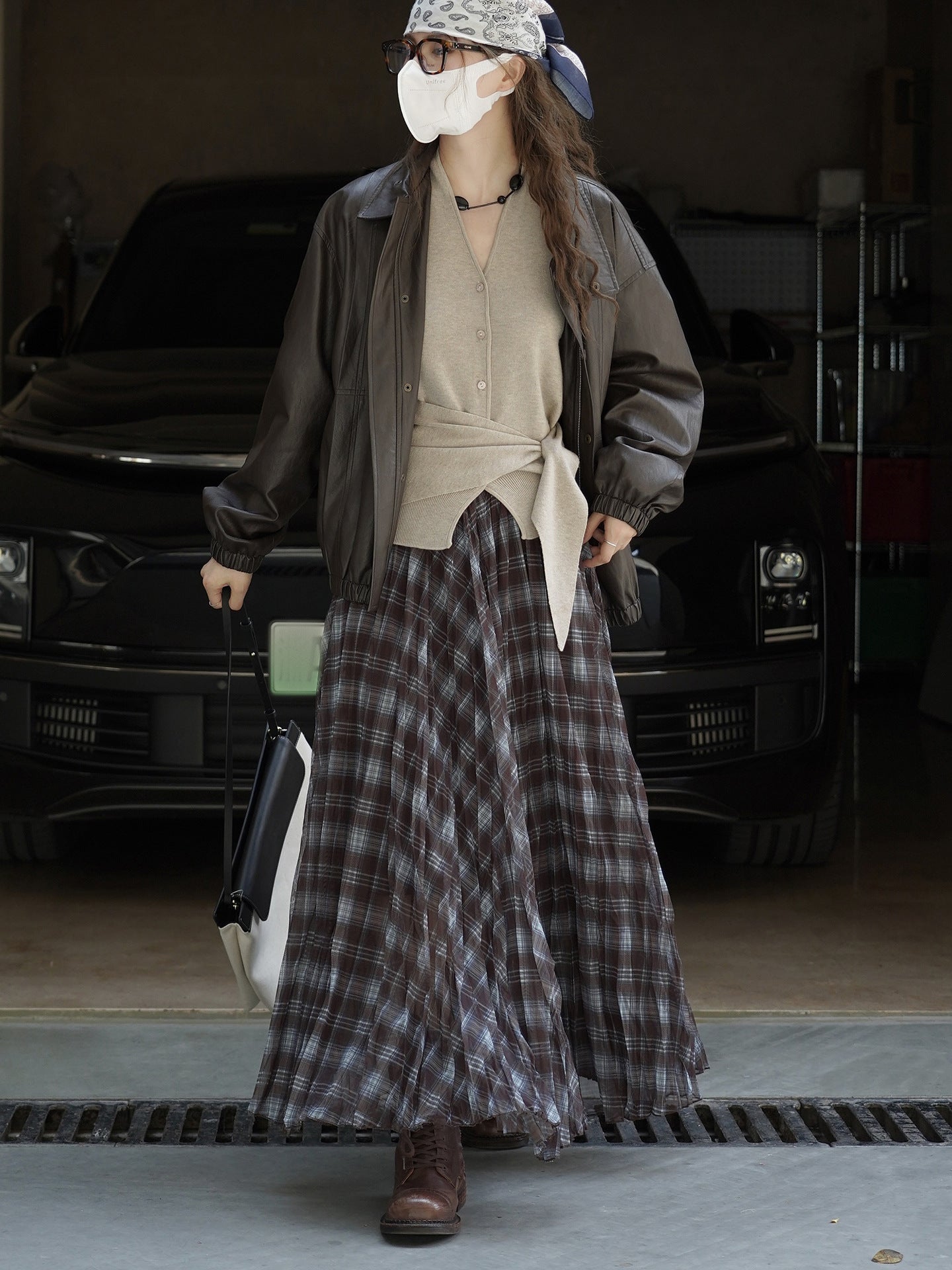 チェックスイングスカート