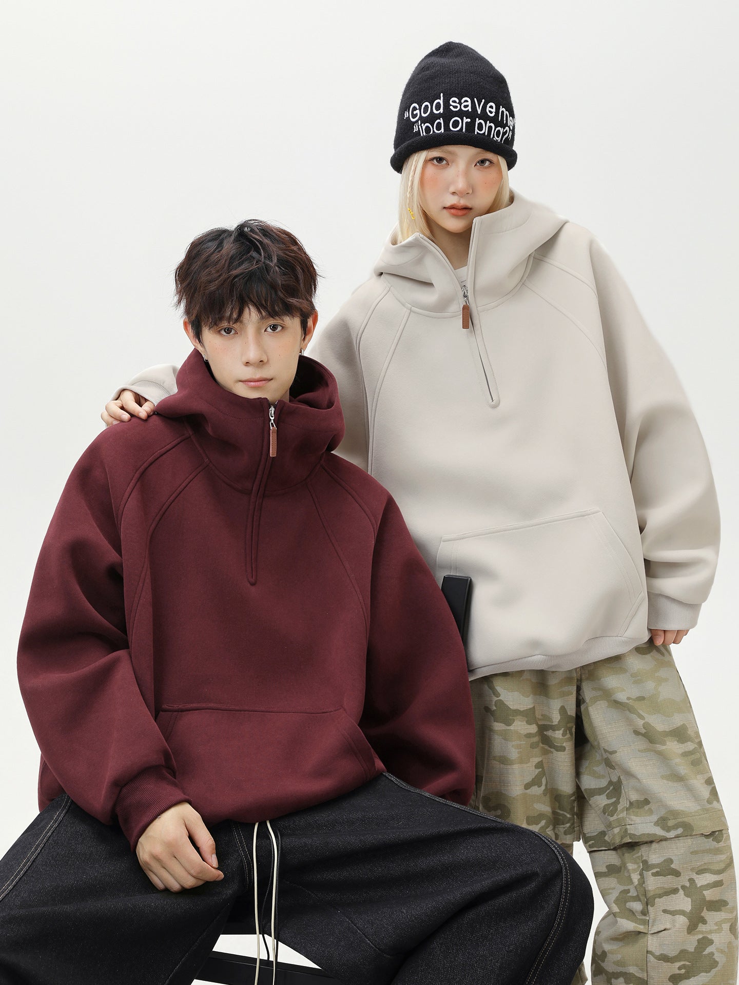 ハーフジップパーカー