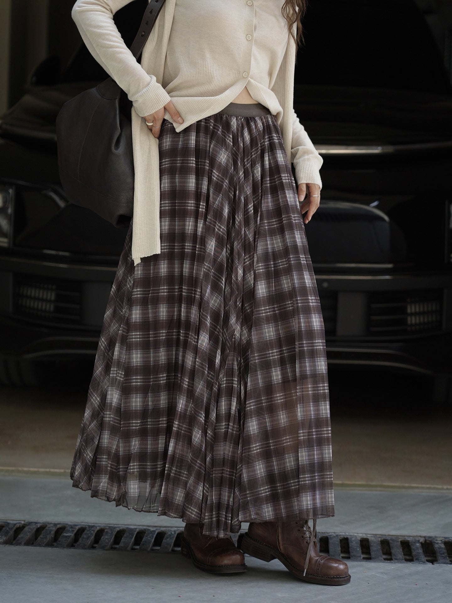 チェックスイングスカート
