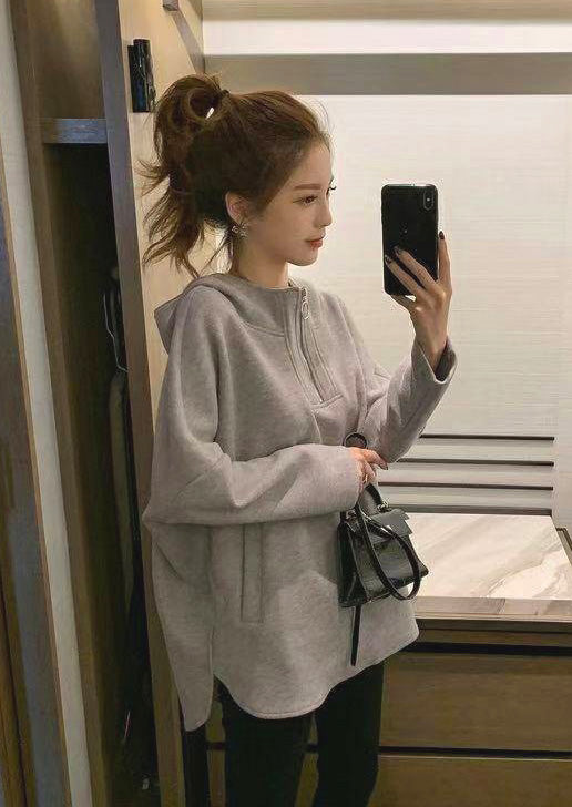 ルーズスウェットフードプルオーバー