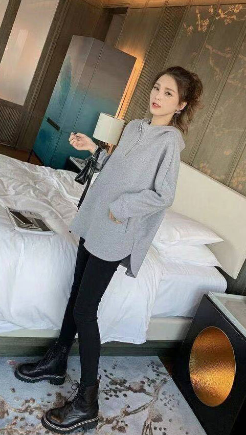 ルーズスウェットフードプルオーバー