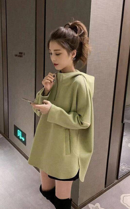 ルーズスウェットフードプルオーバー