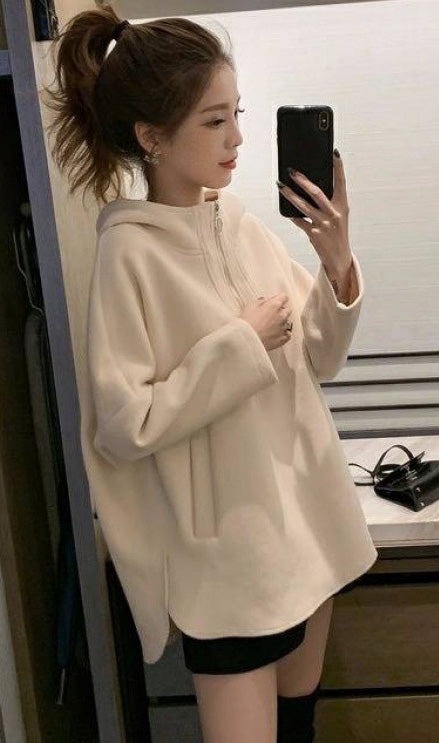 ルーズスウェットフードプルオーバー