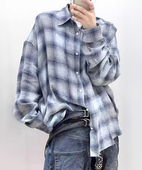 ルーズフィット オンブレチェックシャツ