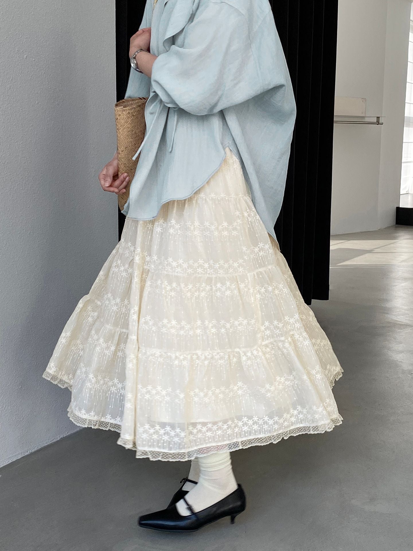 レース ミディアムスカート