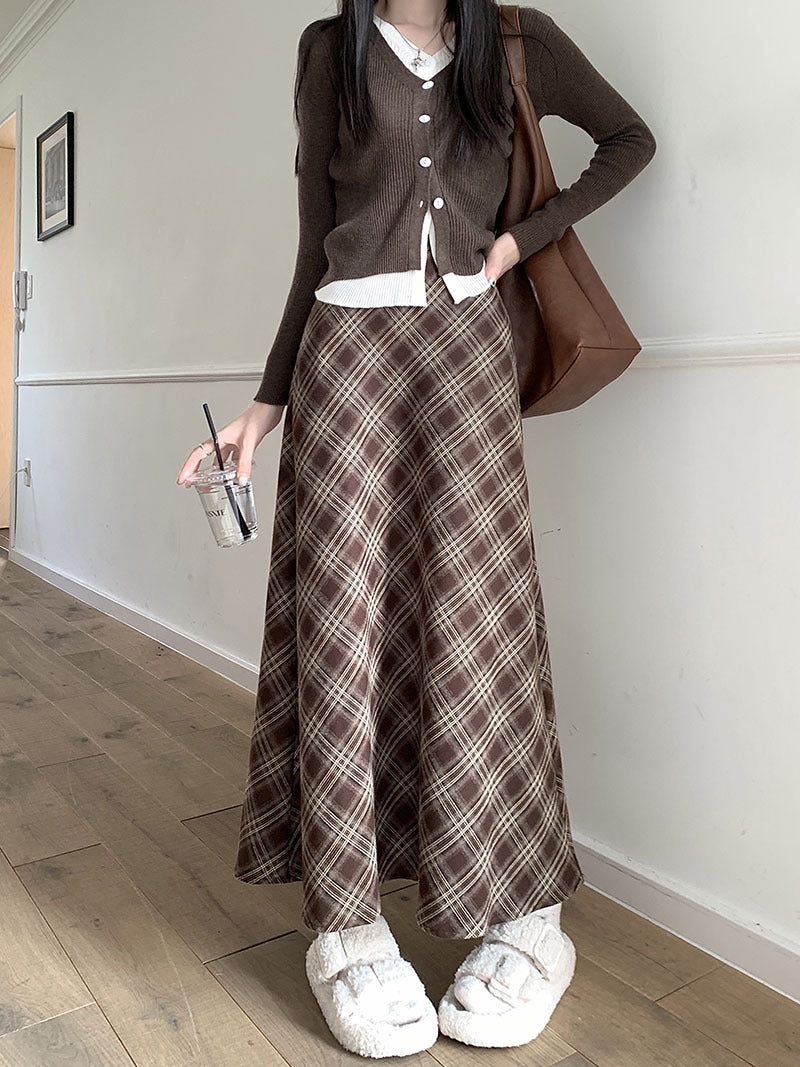 チェックロングスカート