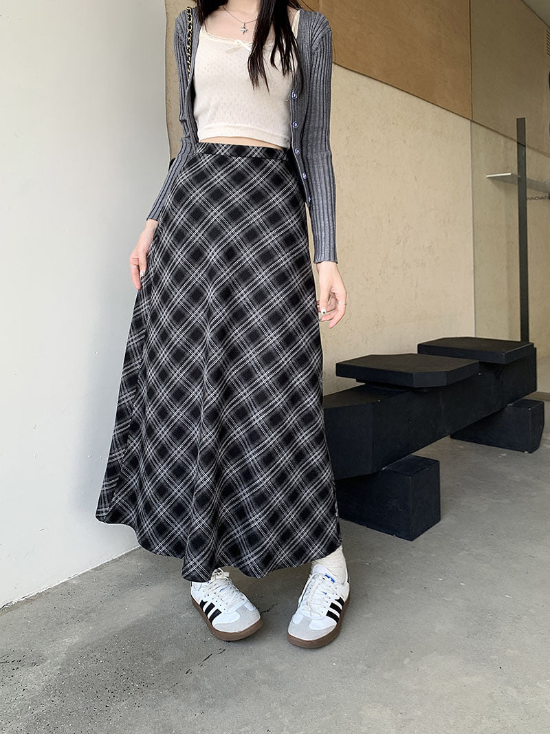 チェックロングスカート