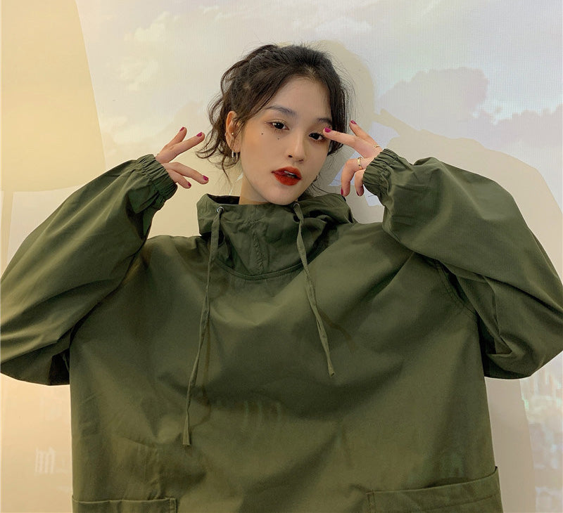 フード付きオーバーサイズワークプルオーバー