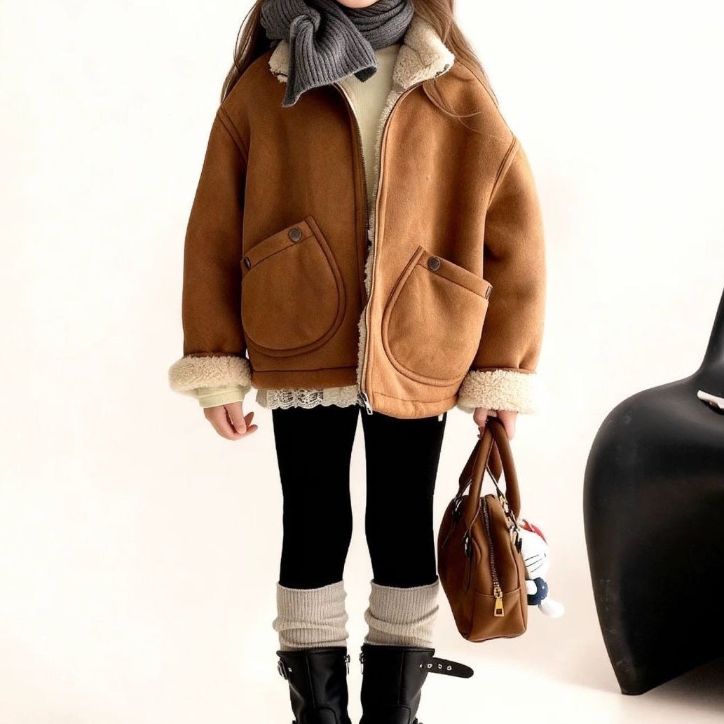 厚手ボア付きフリースジジャケット