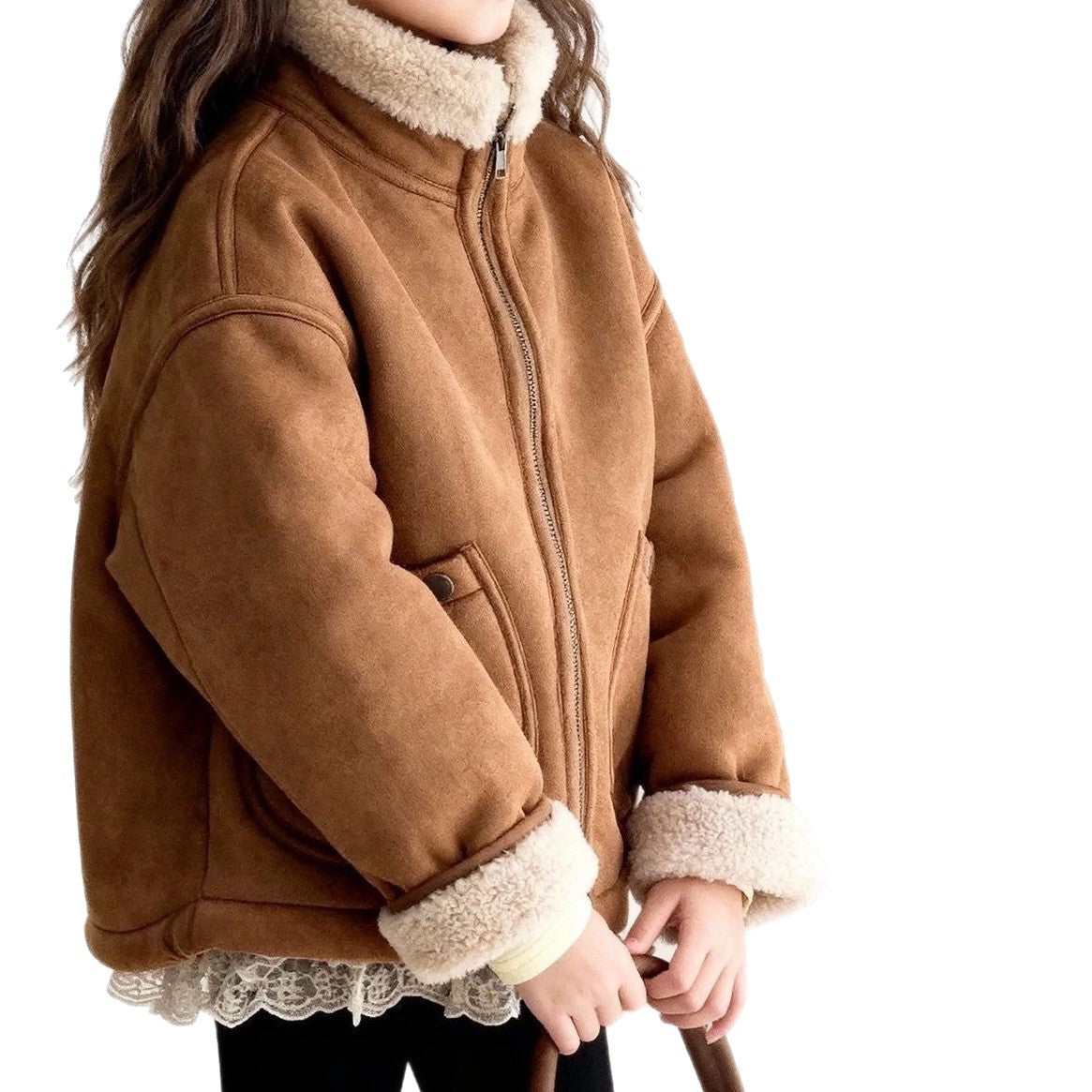 厚手ボア付きフリースジジャケット