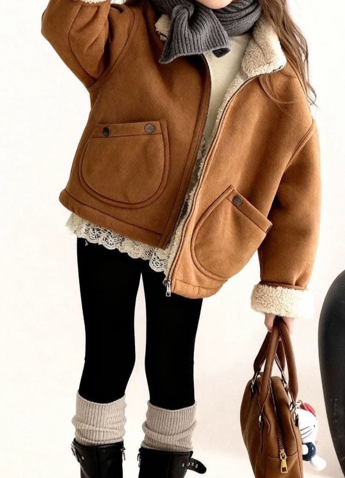 厚手ボア付きフリースジジャケット