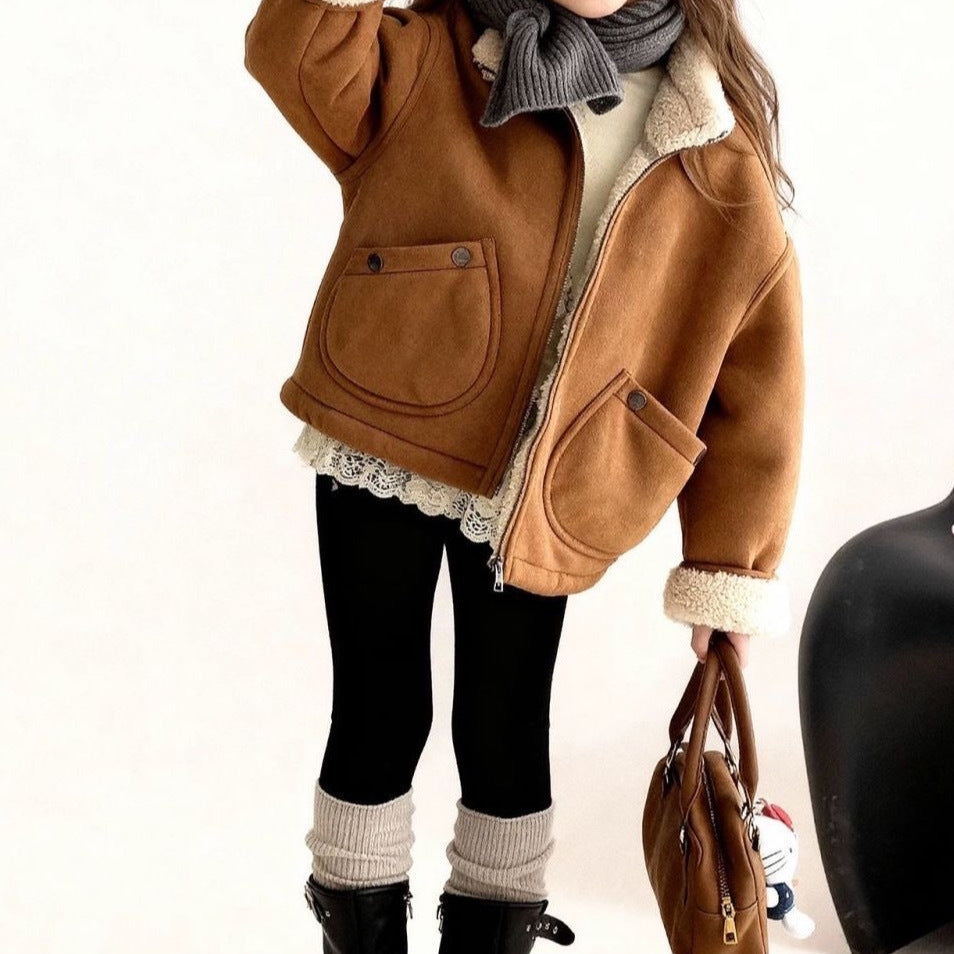 厚手ボア付きフリースジジャケット